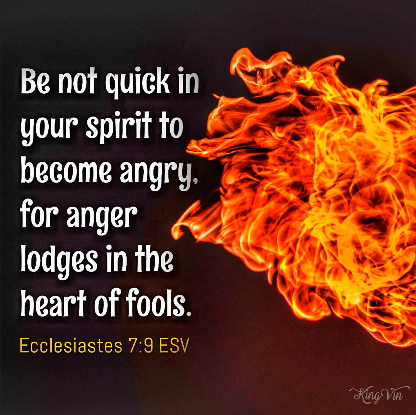 Be not quick in your spirit to become angry, for anger lodges in the heart of fools. Ecclesiastes 7:9