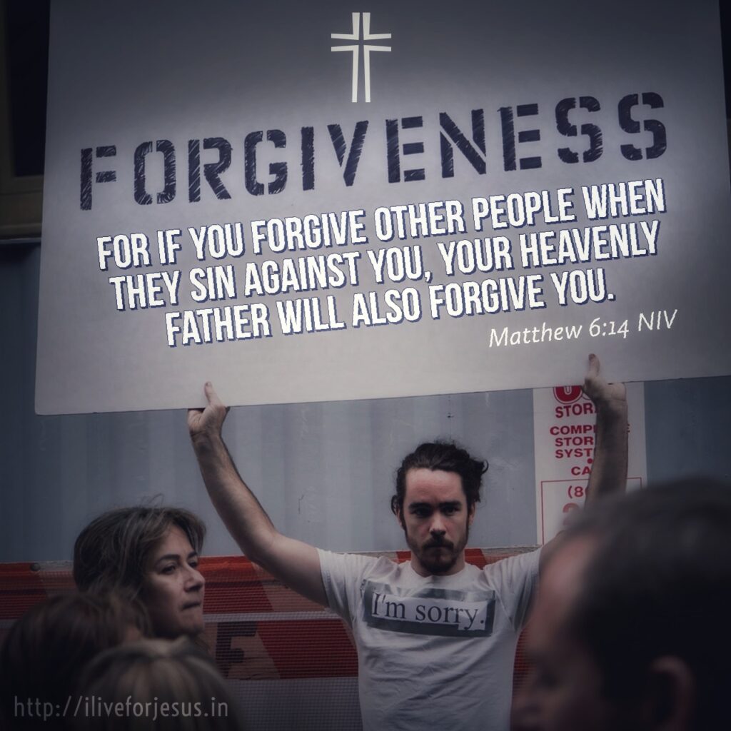 For if you forgive other people when they sin against you, your heavenly Father will also forgive you. Matthew 6:14 NIV https://bible.com/bible/111/mat.6.14.NIV