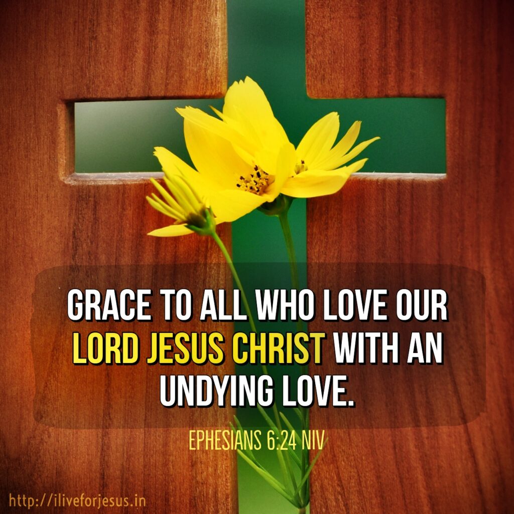 Grace to all who love our Lord Jesus Christ with an undying love. Ephesians 6:24 NIV https://bible.com/bible/111/eph.6.24.NIV