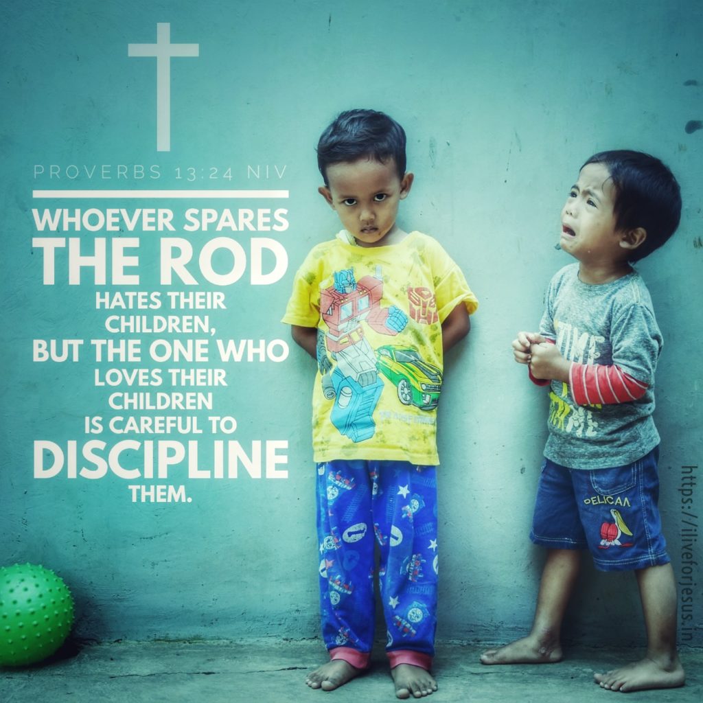 Whoever spares the rod hates their children, but the one who loves their children is careful to discipline them. Proverbs 13:24 NIV https://proverbs.bible/proverbs-13-24