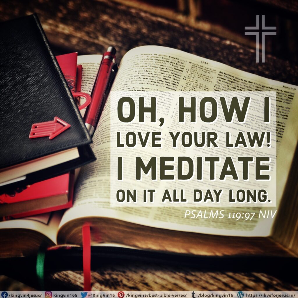 Oh, how I love your law! I meditate on it all day long. Psalms 119:97 NIV https://psalm.bible/psalm-119-97