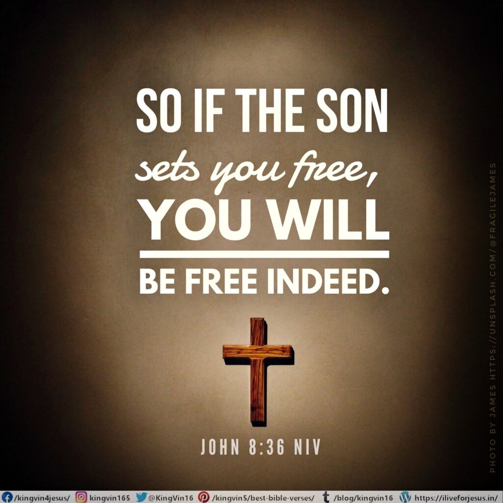 So if the Son sets you free, you will be free indeed. John 8:36 NIV https://john.bible/john-8-36